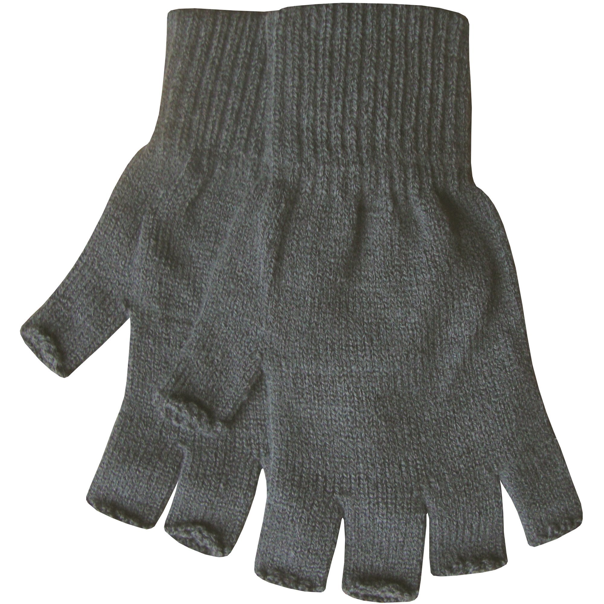 Teddyts Men's Grey Warm Thermal Knit Fingerless Winter Gloves (Grey)