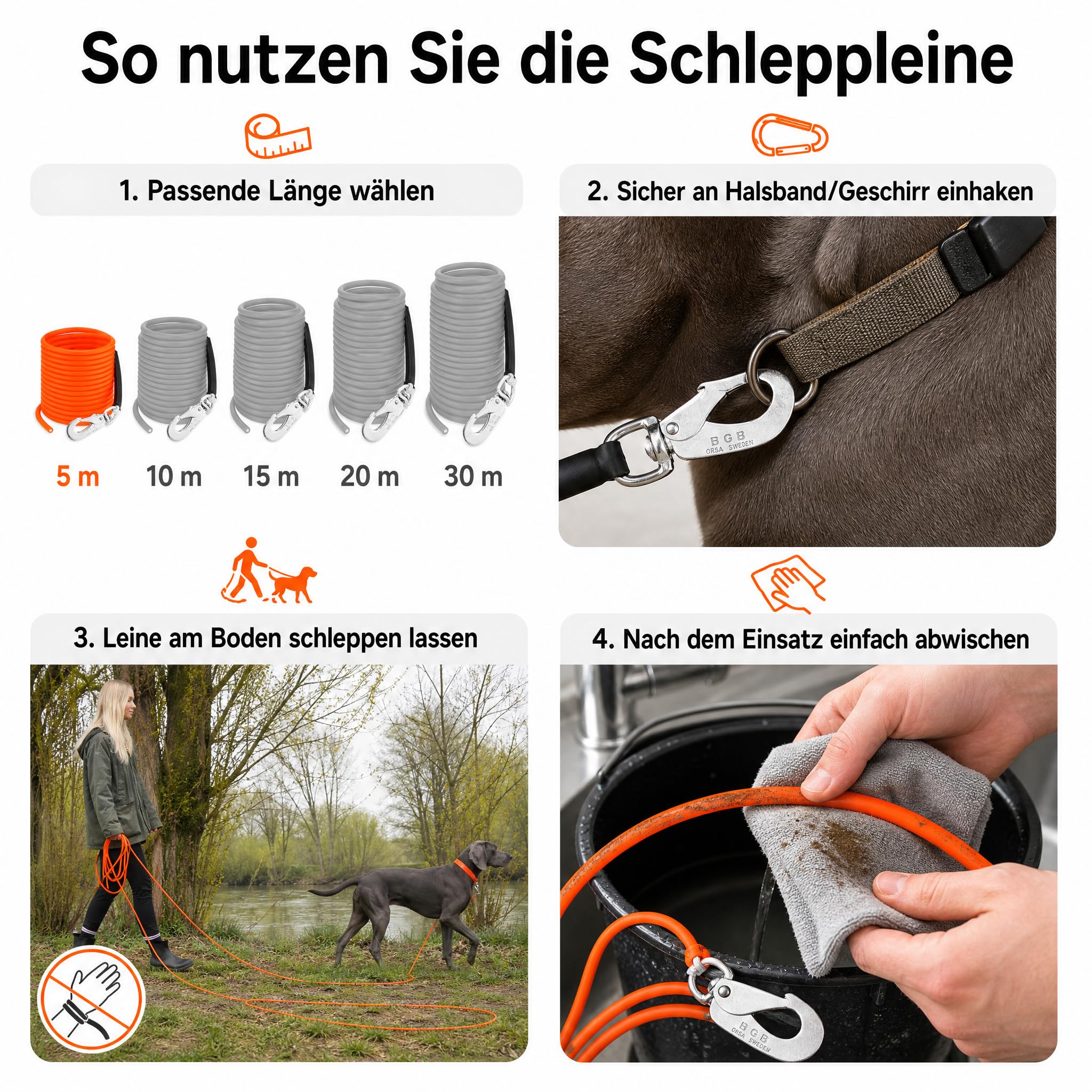 Guinzaglio per cani plastica Traino Campo