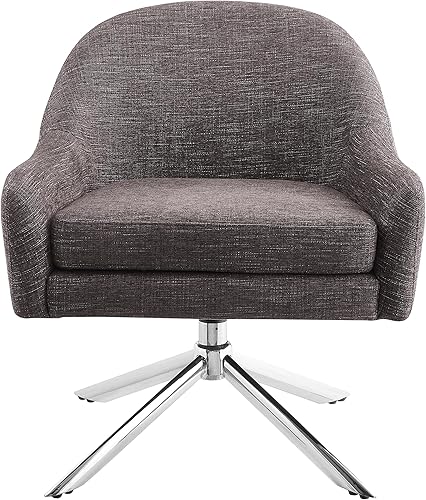 Miniatura 7 de Linon Shawnee - Silla giratoria para tapicería y base cromada, color gris oscuro