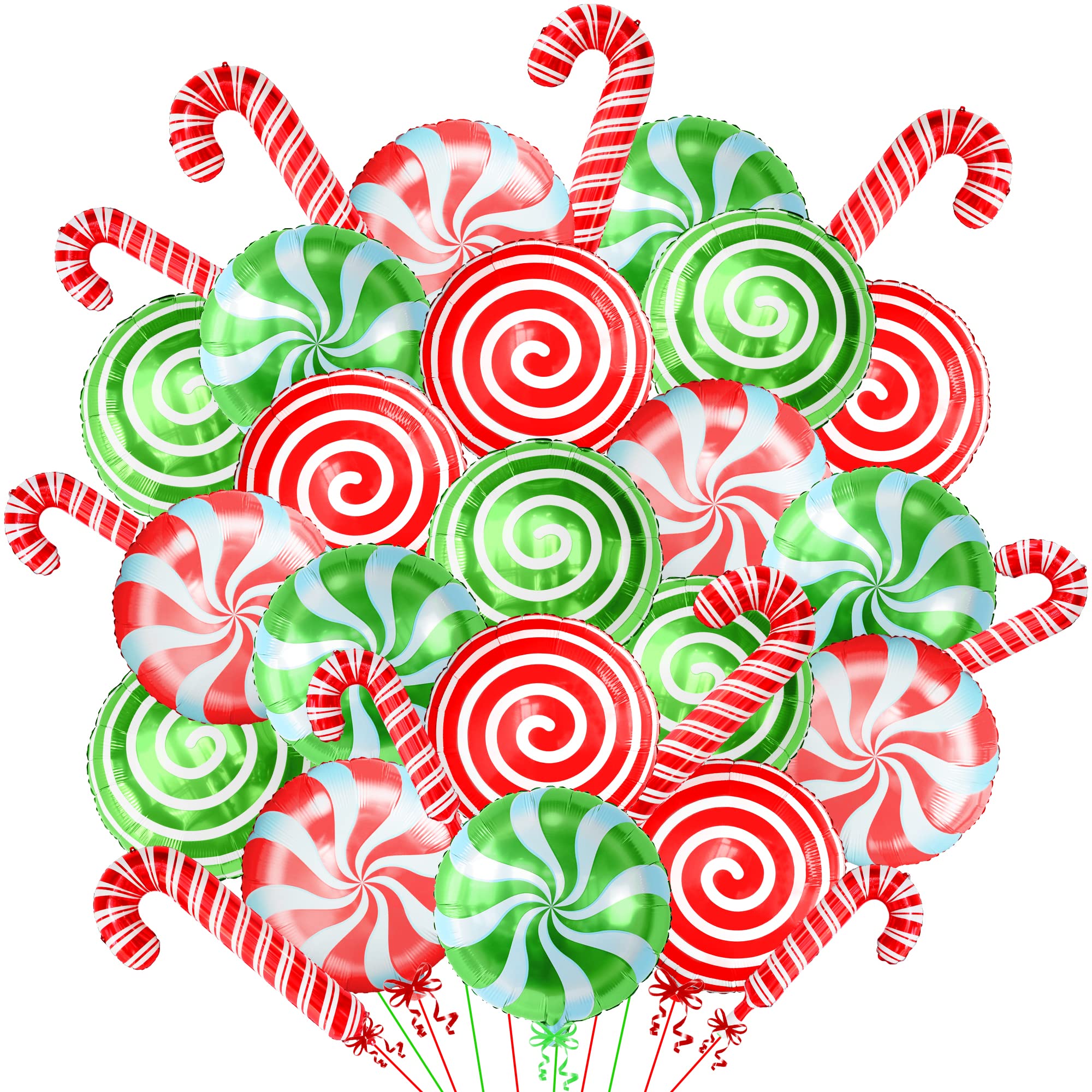 KatchOn Christmas Candy Cane Balloons Set - Huge Pack of 30 | Mylar Balloons for Candy Party Decorations | Merry Christmas Party Decorations