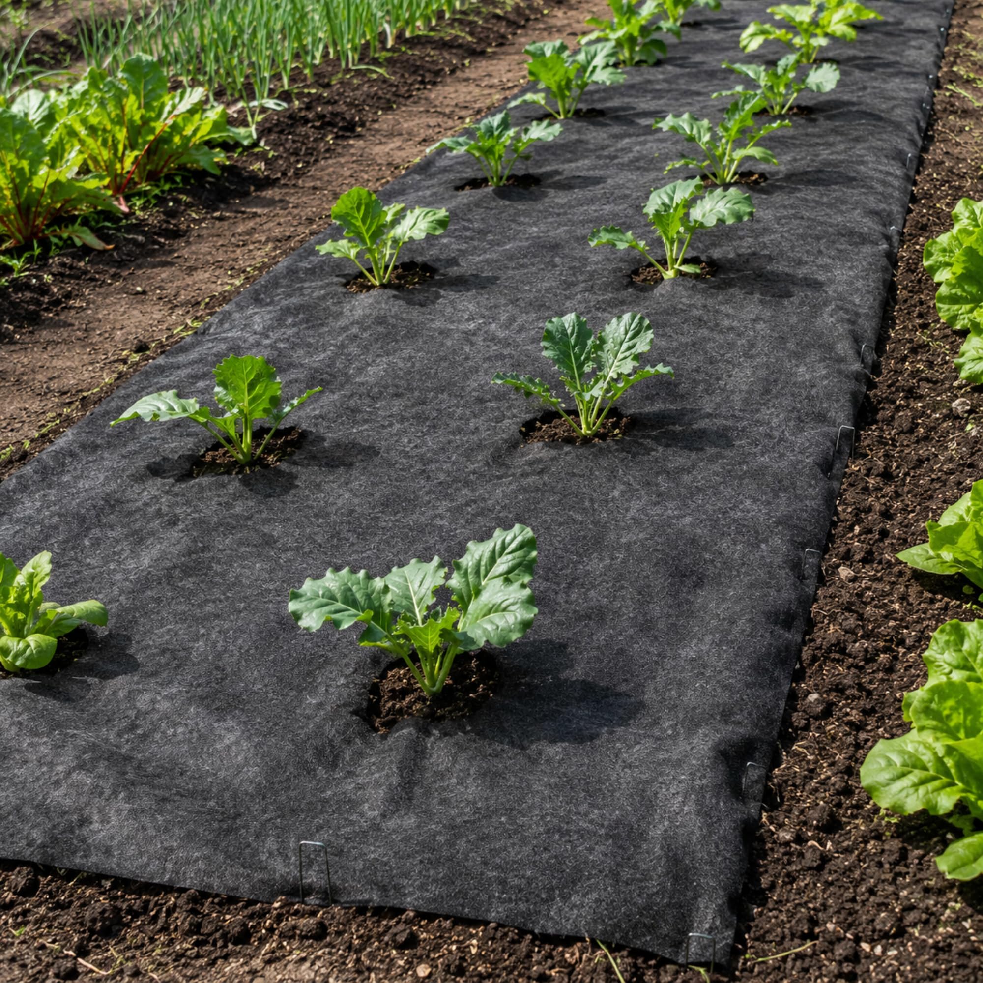KADAX Telo pacciamatura Anti Erbacce 1 x 15 m - 50 g/m² Nero in Polipropilene - per aiuole e orto - Permeabile all’Acqua per irrigazione Senza ristagni