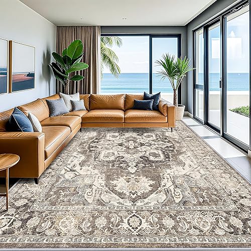 YOUFORTONG Washable 10x14 Area Rugs: Rugs for Living Room Ultra Soft Carpet for Bedroom Waterproof Rug Non Slip Rugs for Hardwood Floors (Beige, 10X14)