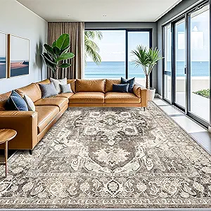 YOUFORTONG Washable 10x14 Area Rugs: Rugs for Living Room Ultra Soft Carpet for Bedroom Waterproof Rug Non Slip Rugs for Hardwood Floors (Beige, 10x14)