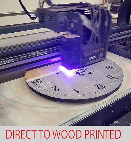 Miniatura 5 de Arte de pared de coche American Hot Rod Muscle Truck Mechanic Large Round Wood Wall Clock Decor Pequeño 10 pulgadas Blanco