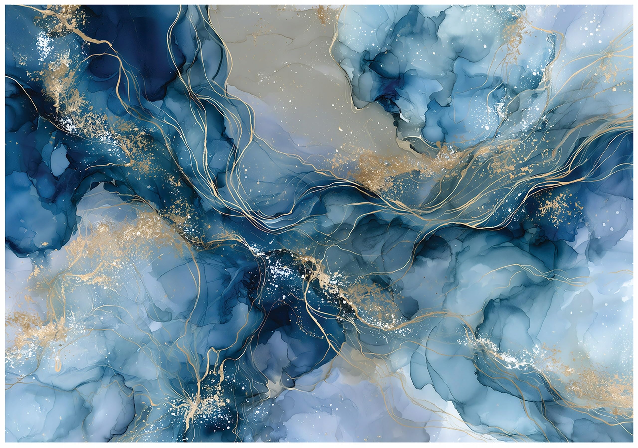 Wallarena Marble Blue 1 Non-Woven Photo Wallpaper 300 X 210 Cm