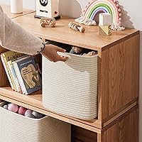 Vista 4 de joybest Juego de 4 cubos de almacenamiento de 13 x 13 x 13 pulgadas, canasta organizadora tejida de cuerda de algodón para estantes, cubos Beige