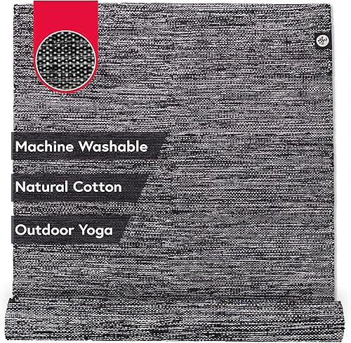 Manduka Shala - Alfombra de yoga de 71 pulgadas, para yoga y meditación al aire libre, plegable y lavable a máquina, algodón natural, hecha a mano,