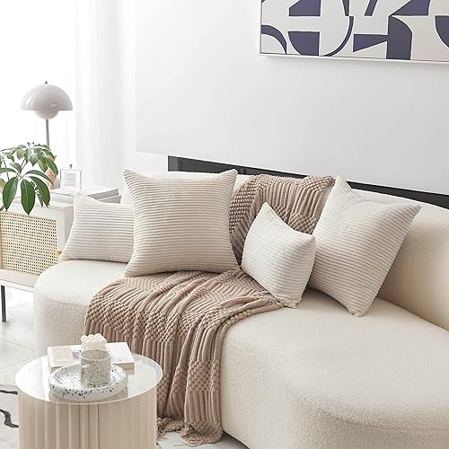 Miniatura 3 de Home Brilliant - Juego de 2 fundas de almohada rectangulares de terciopelo sólido a rayas para sofá, silla de siesta para bebé y niño pequeño, 12 x