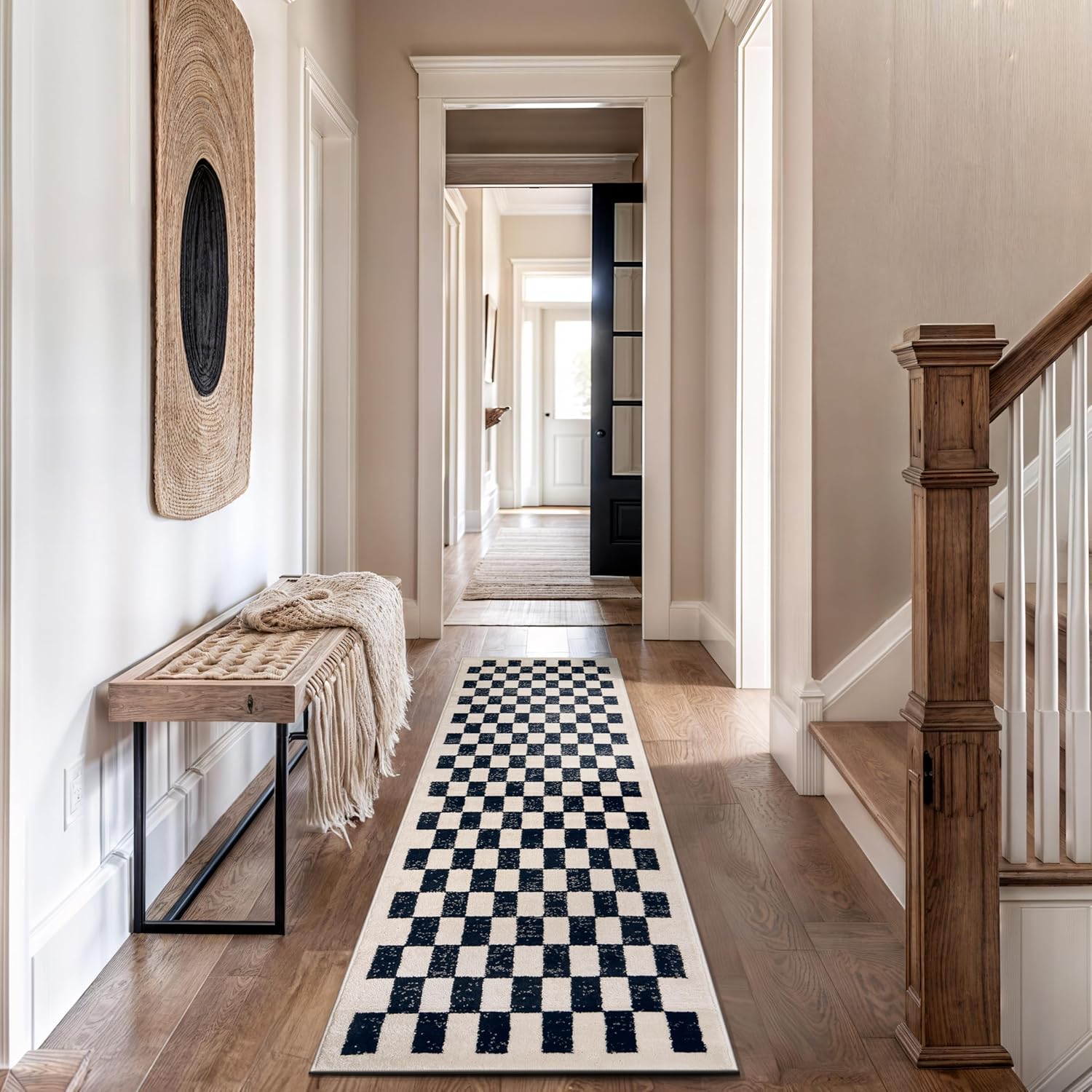 Rugshop Black and White Checkered Area Rug – High-Contrast Grid Pattern Carpet for Living Room, Bedroom, or Dorm – Trendy Contemporary Soft Floor Décor 2' 3" x 8' Runner Black