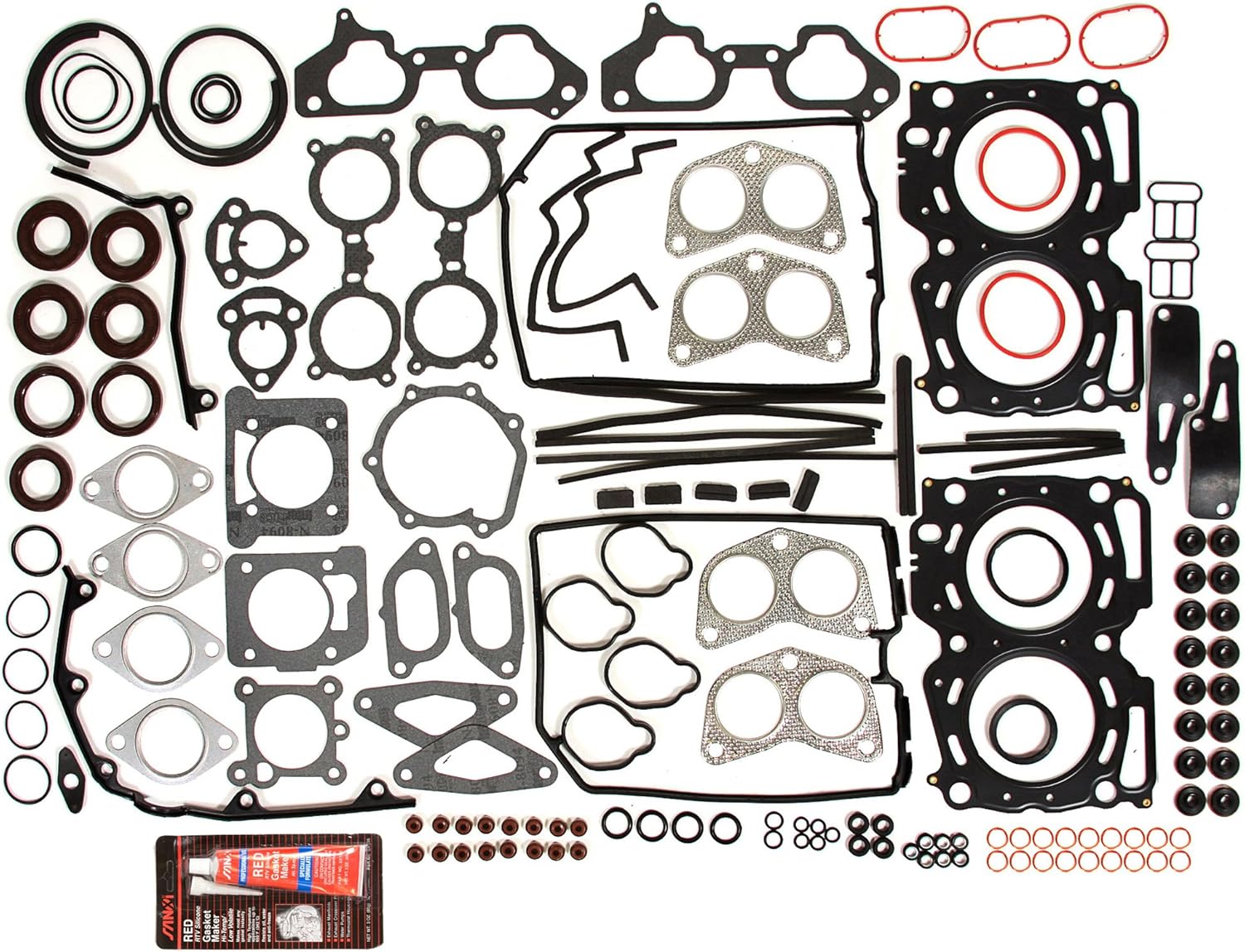 Evergreen Engine Rering Kit FSBRR9010USAEVE Compatible With 02-05 Subaru Impreza WRX Turbo USDM EJ205 Full Gasket Set, Standard Size Main Rod Bearings, Standard Size Piston Rings