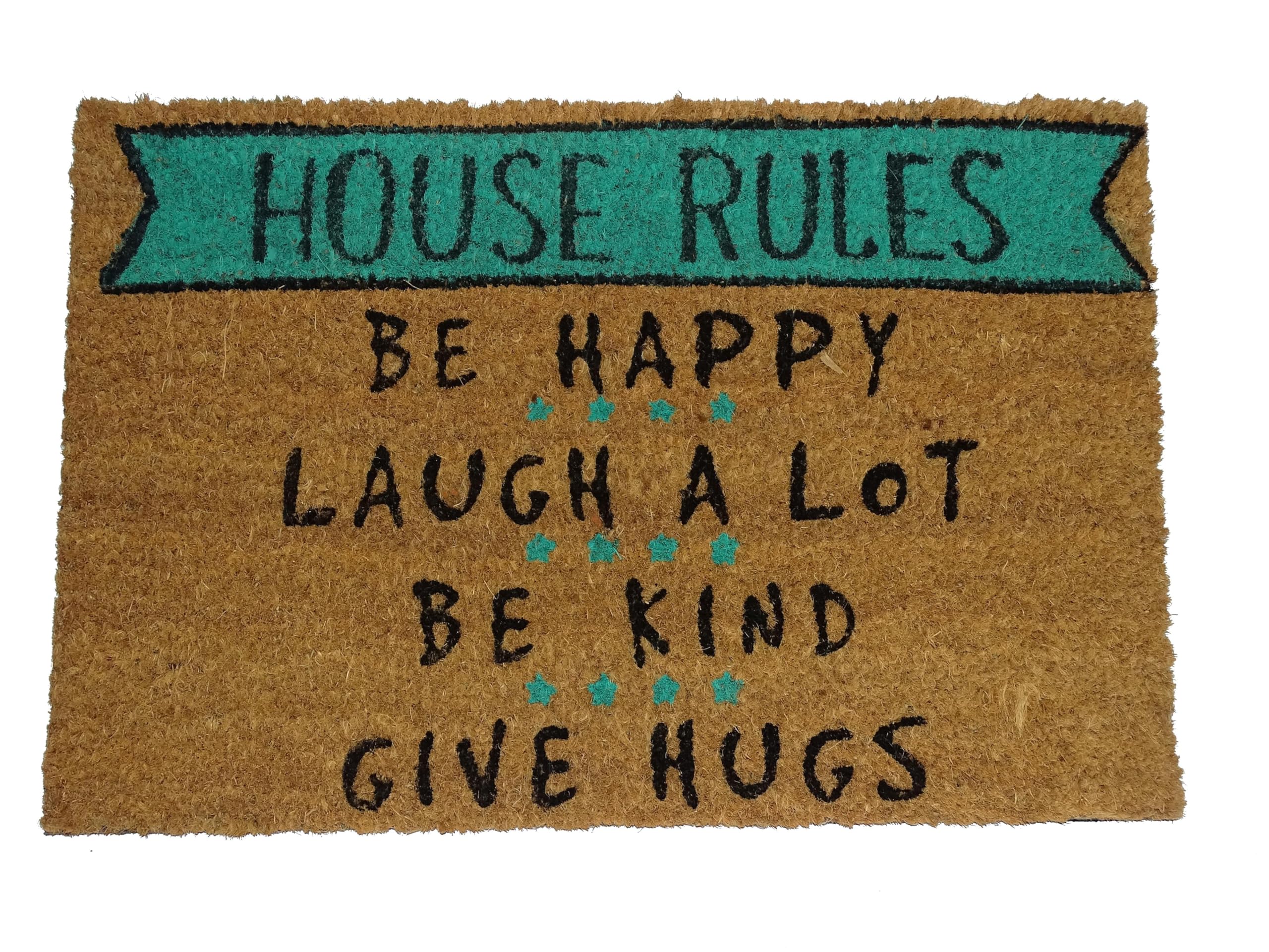 koko doormats Felpudo Entrada casa Originales - Felpudo Exterior - Felpudos Originales y Divertidos - Felpudo Coco y Base de PVC - Alfombra Entrada casa - 60x40 cm. (House Rules)