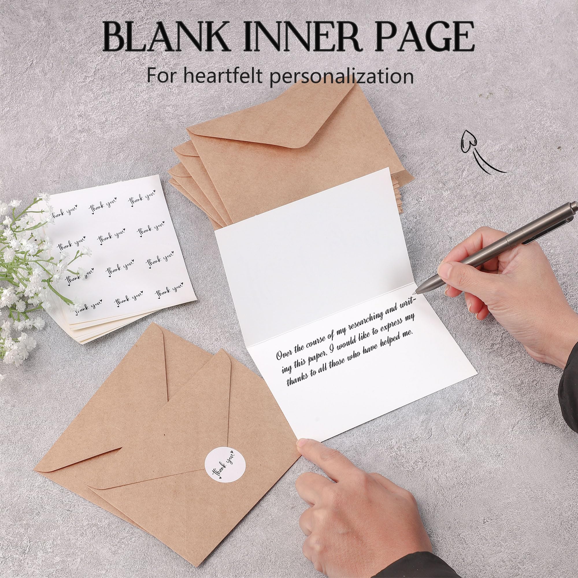 Bulk Pack Of 100 Thank You Cards With Envelopes & Stickers - 4x6 Inches ...