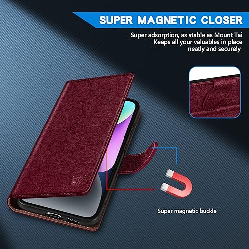 Miniatura 3 de ZZXX Funda tipo cartera para iPhone 14 con bloqueo RFID, ranura para tarjetas, función atril, cierre magnético, funda protectora de cuero para