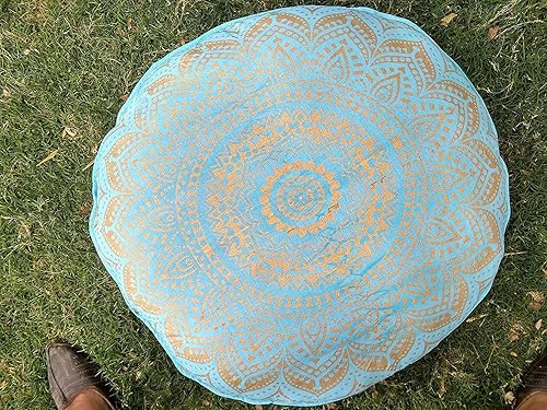 Miniatura 4 de Funda de almohada grande de 32 pulgadas con mandala dorada Barmeri, para meditación, asiento otomano, hippie, decorativo, bohemio, puf otomano, puf