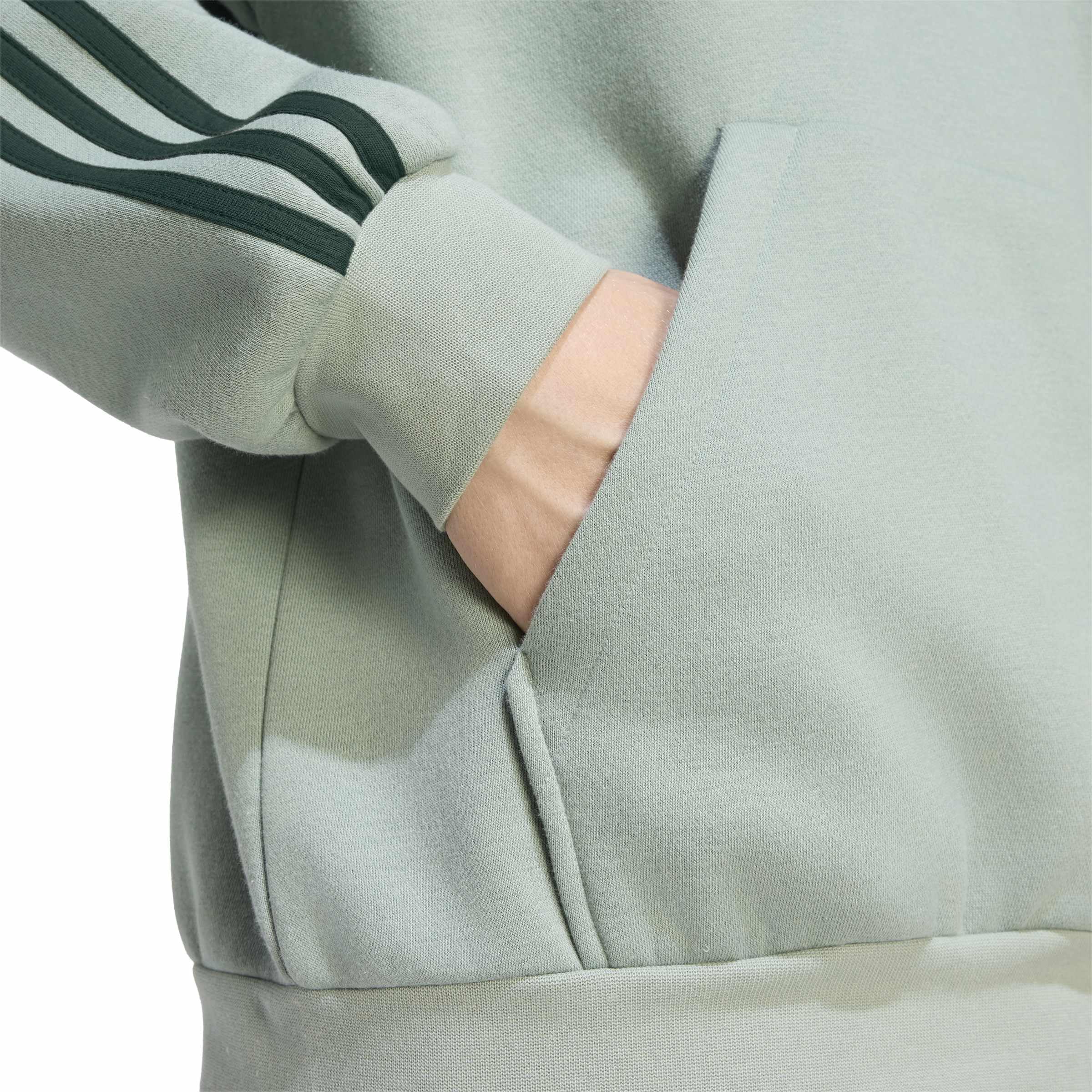 adidas Mezczyzni Essentials 3-Stripes Fleece Hoodie Sweatshirt, silver green/collegiate green, XXL