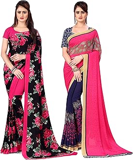 Anand Sarees Women's Georgette Saree With Blouse Piece