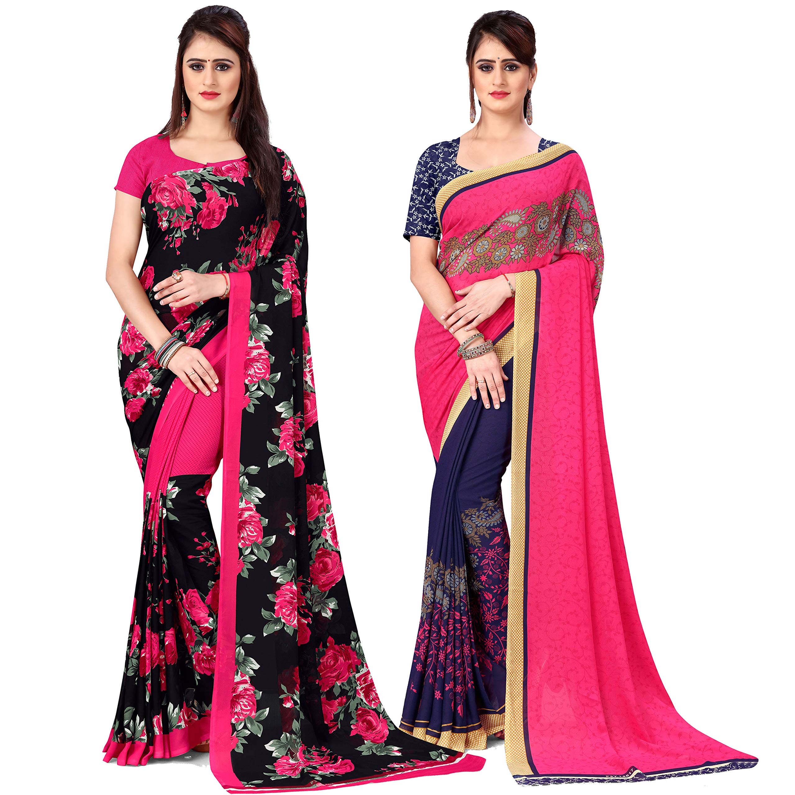 Anand Sarees Women's Georgette Saree With Blouse Piece