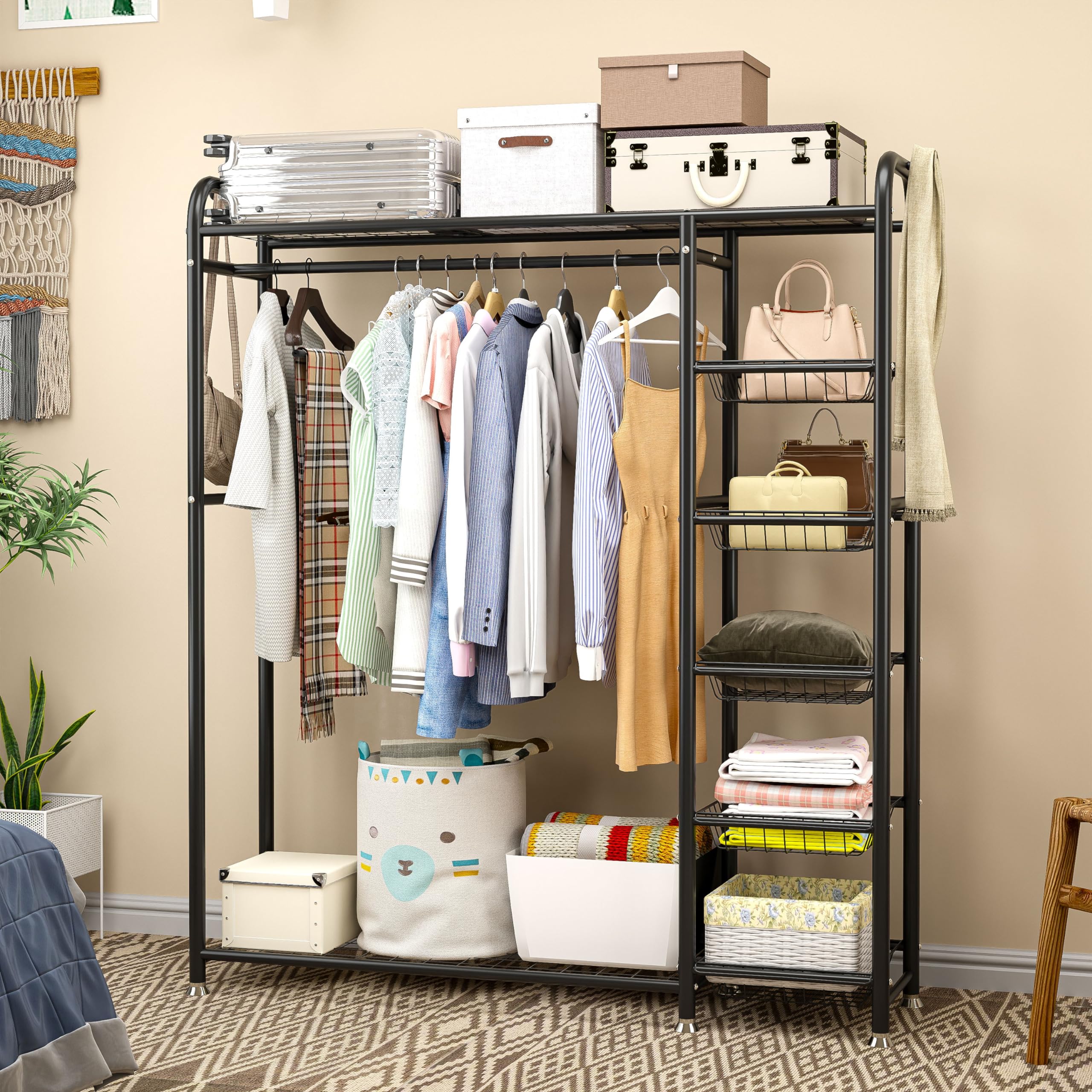 Amazon.com: winiowa Wardrobe Closet, Metal Portable Clothing Rack