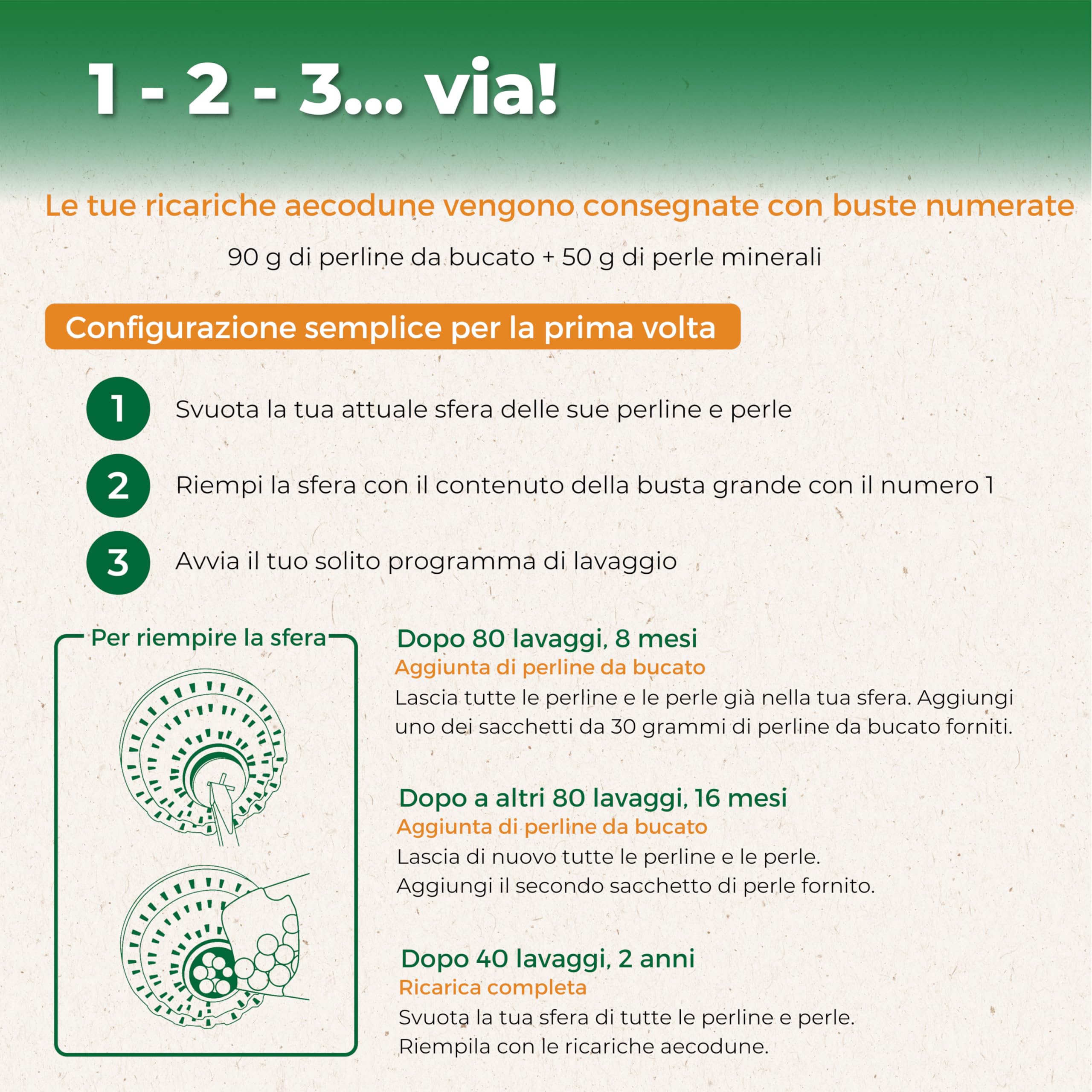 aecodune 2 anni di detersivo ecologico ed economico – 240 lavaggi – lavatrice a sfera – detersivo naturale in perle di bucato Zero Waste – fiori ipoallergenici – anticalcare