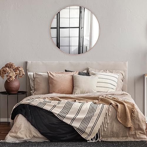 Miniatura 4 de Camden Reed Espejo de pared de metal redondo de 27.5 pulgadas, plateado