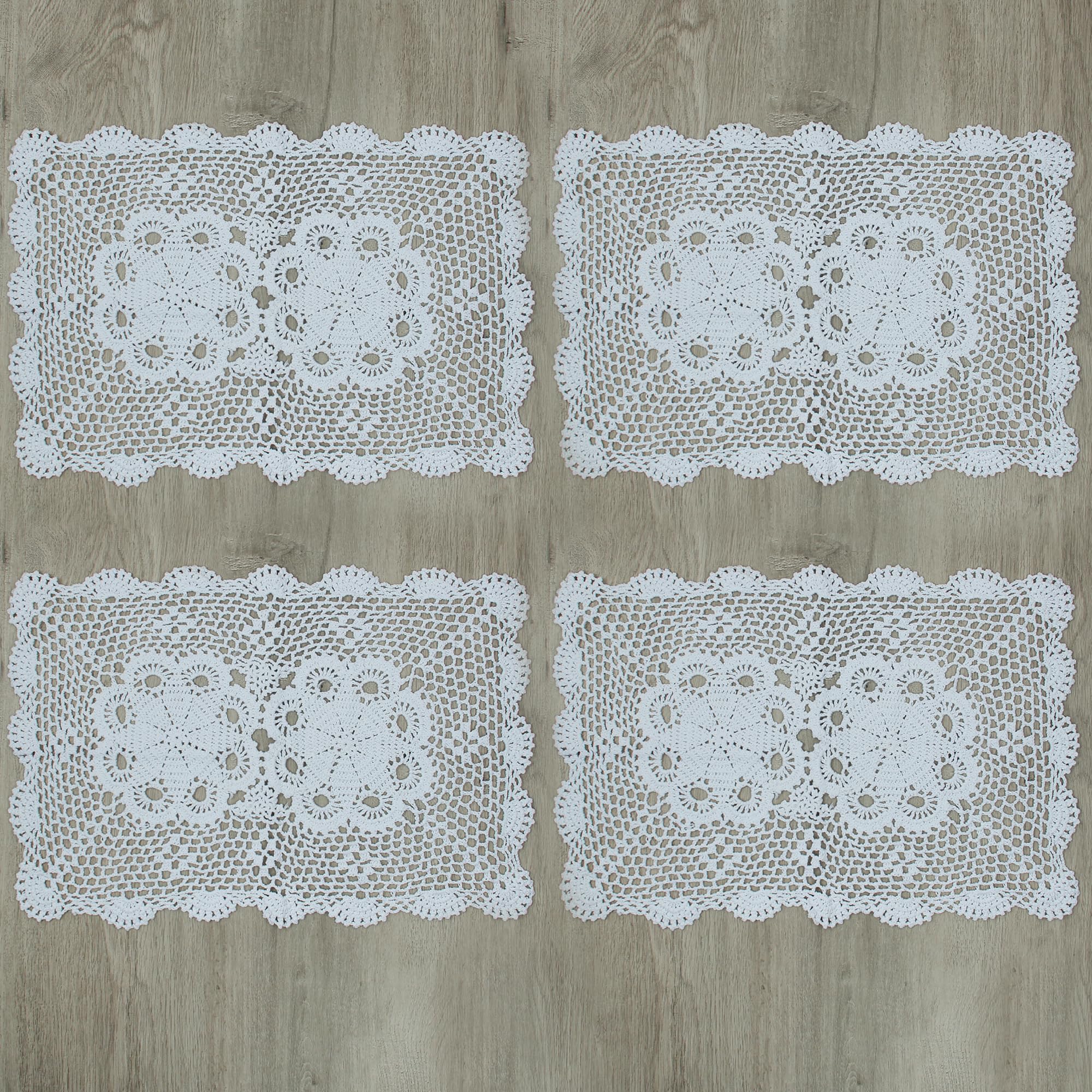 Kilofly Set Di 4 Centrini Ovale Uncinetto In Cotone – 40x60 Cm – Beige – Tovagliette Americane