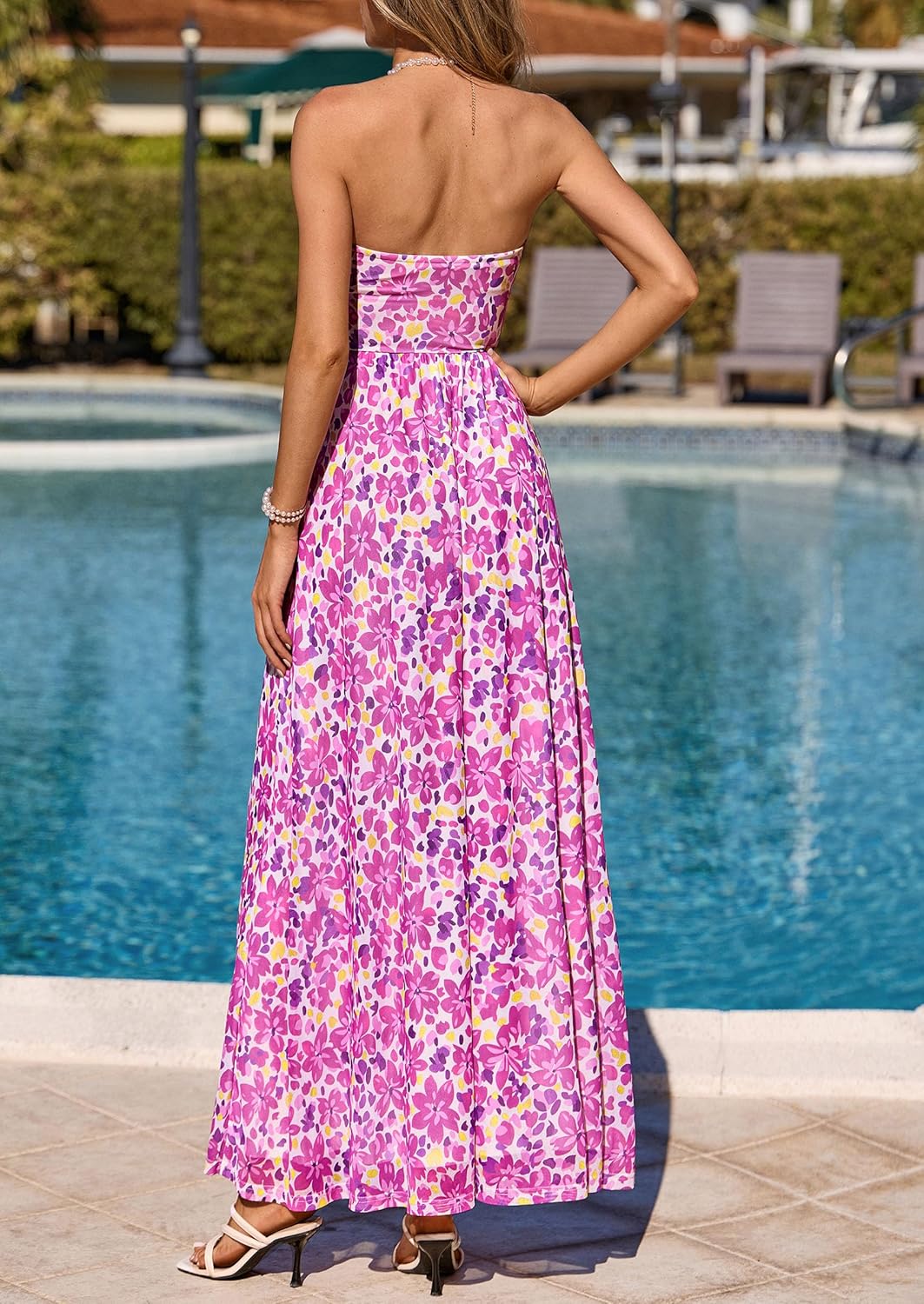 PRETTYGARDEN Women Strapless Maxi Dress 2026 Summer Floral Tube Top Ruched Beach Spring Wedding Guest Long Dresses
