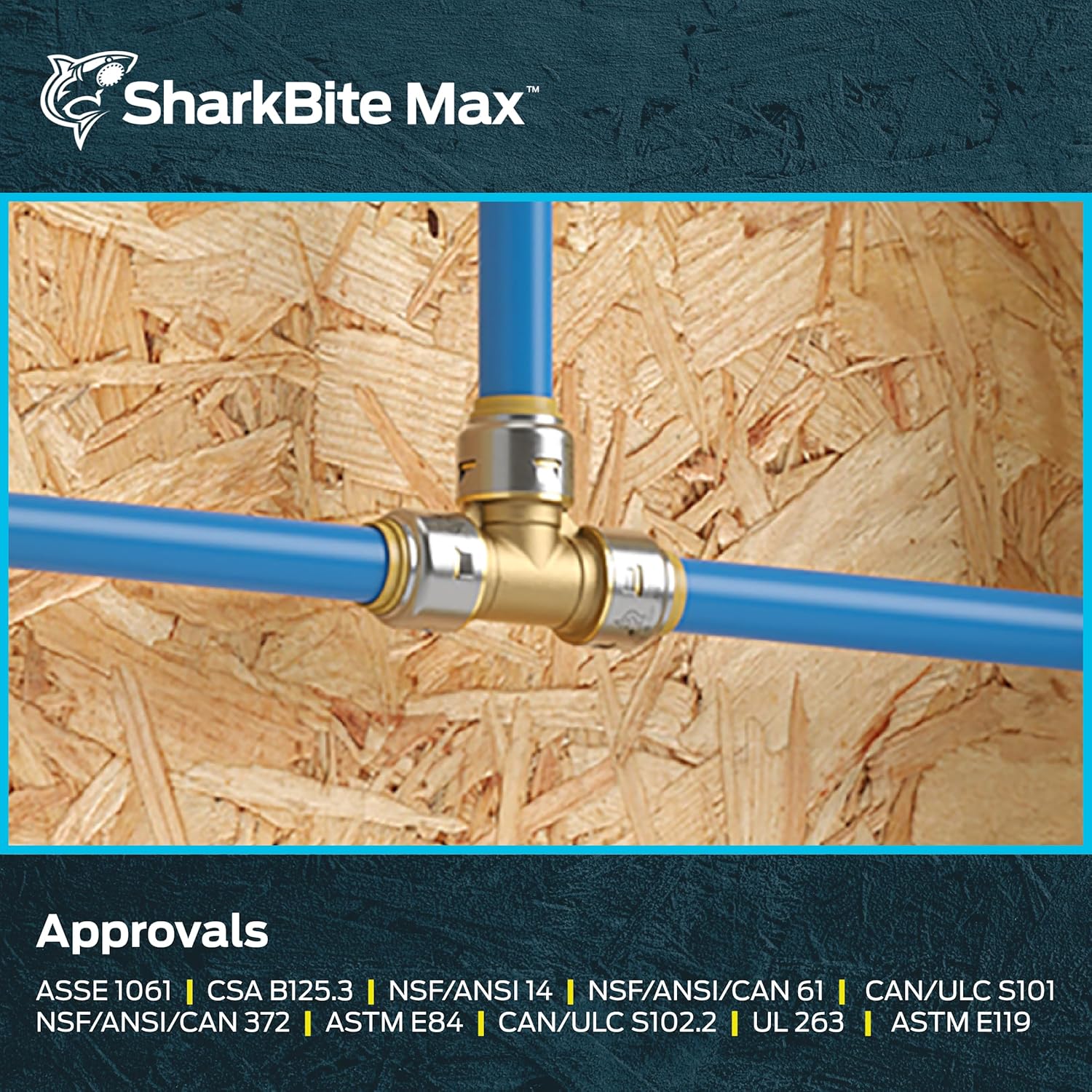 SharkBite Max 1/2 Inch Tee, Pack of 4, Push to Connect Brass Plumbing Fitting, PEX Pipe, Copper, CPVC, PE-RT, HDPE, U362LFA