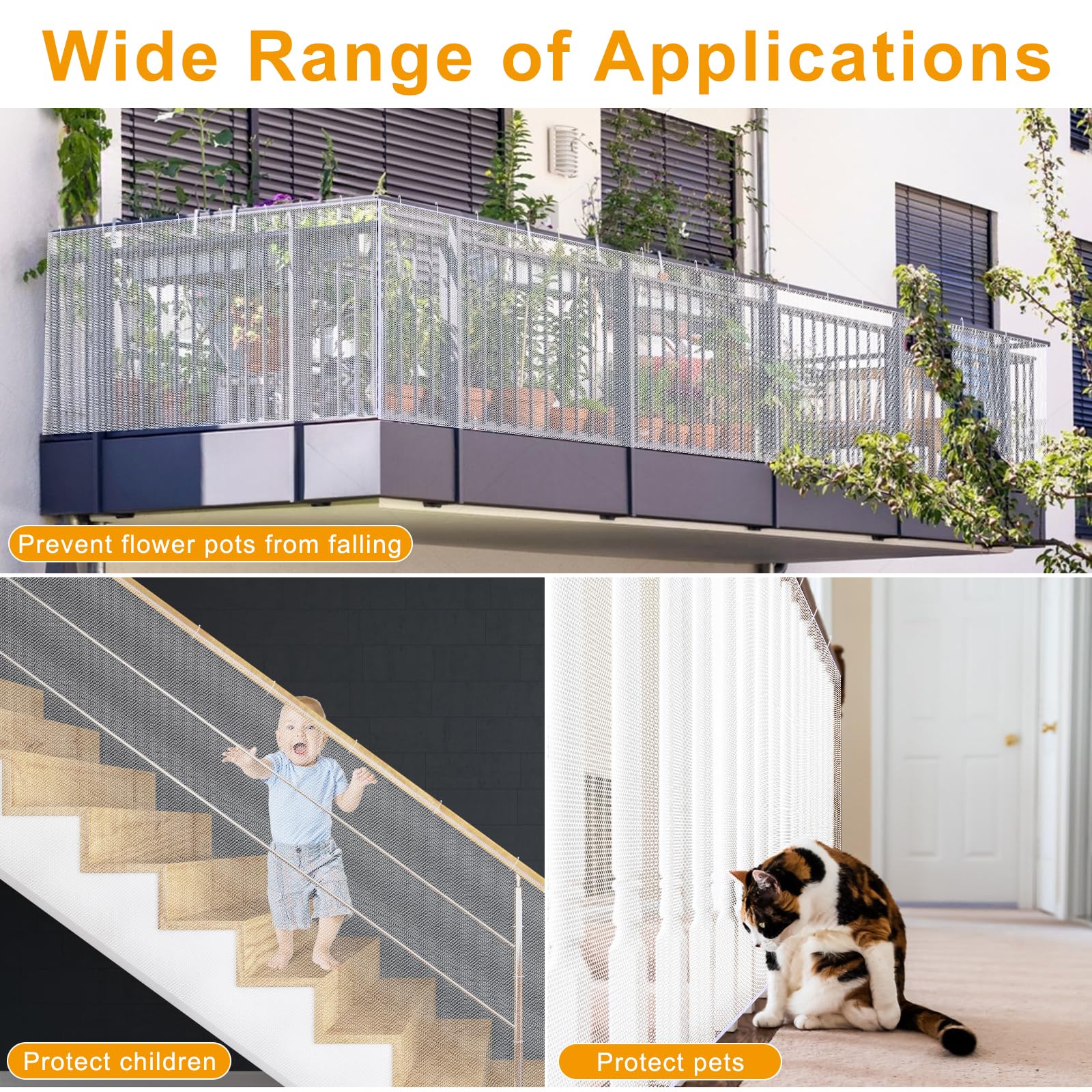 NAKAN Wit veiligheidsnet voor kinderen, 5 cm gaas voor kinderen, huisdieren, speelgoed, bescherming tegen vallen, balkon trapleuning, outdoor patio's hek net (grootte: 1 x 3 m (3 x 10 voet