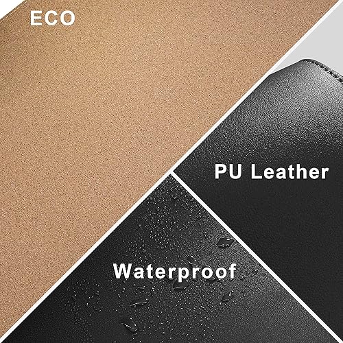 Miniatura 4 de Chihein Tapete de escritorio de corcho y piel sintética, 47.2 x 23.6 pulgadas, ultra delgado, grande, almohadilla de escritorio de doble cara,