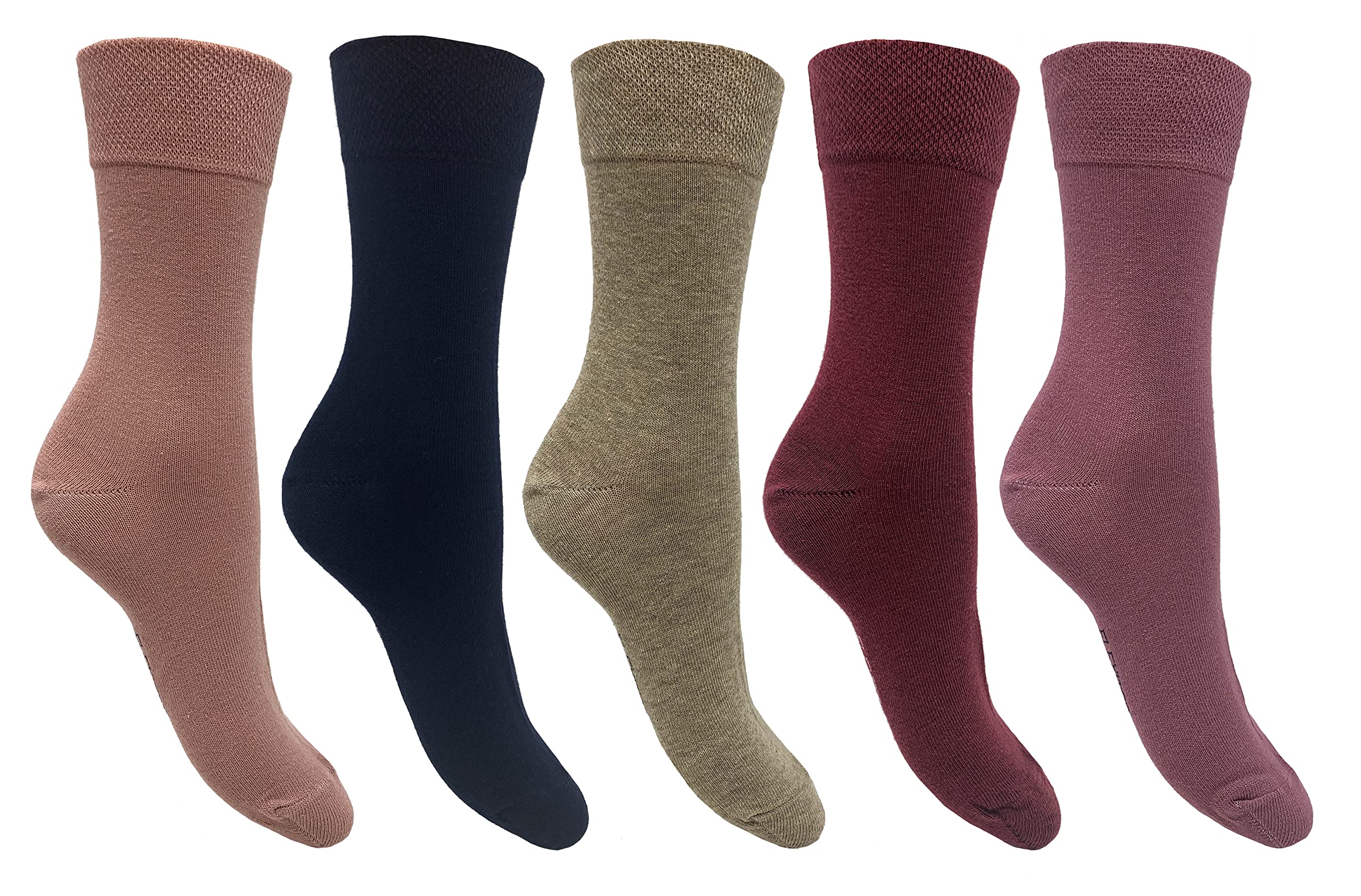 Flexitop Ladies Assorted Socks | 5 Pairs | U.K. Size 4-7 | Ladies assorted colour socks, soft hold, comfort ladies socks, gentle grip socks