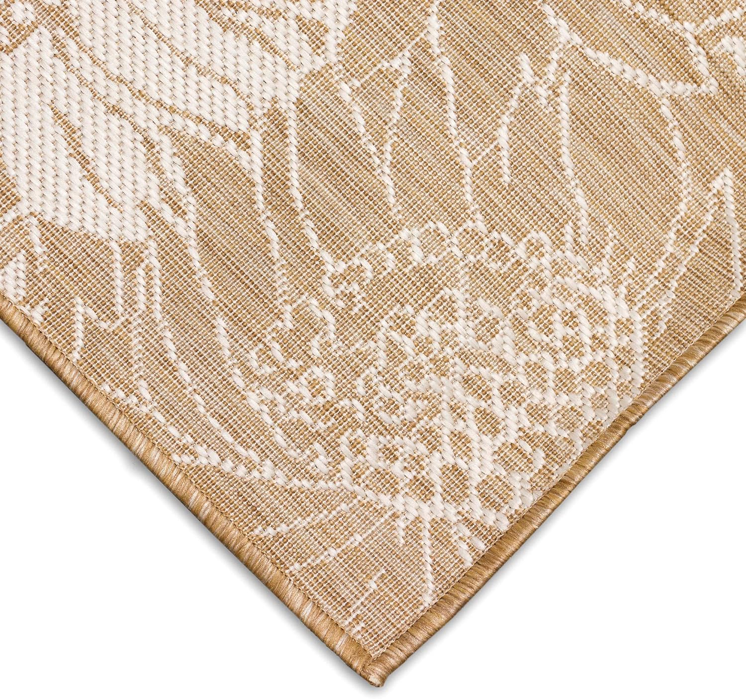 Liora Manne Carmel Indoor/Outdoor Power Loomed Synthetic Blend Low Profile Area Rug - Transitional Botanical Floral Decorative (Sunflower Field Sand) (3'3" x 4'11")