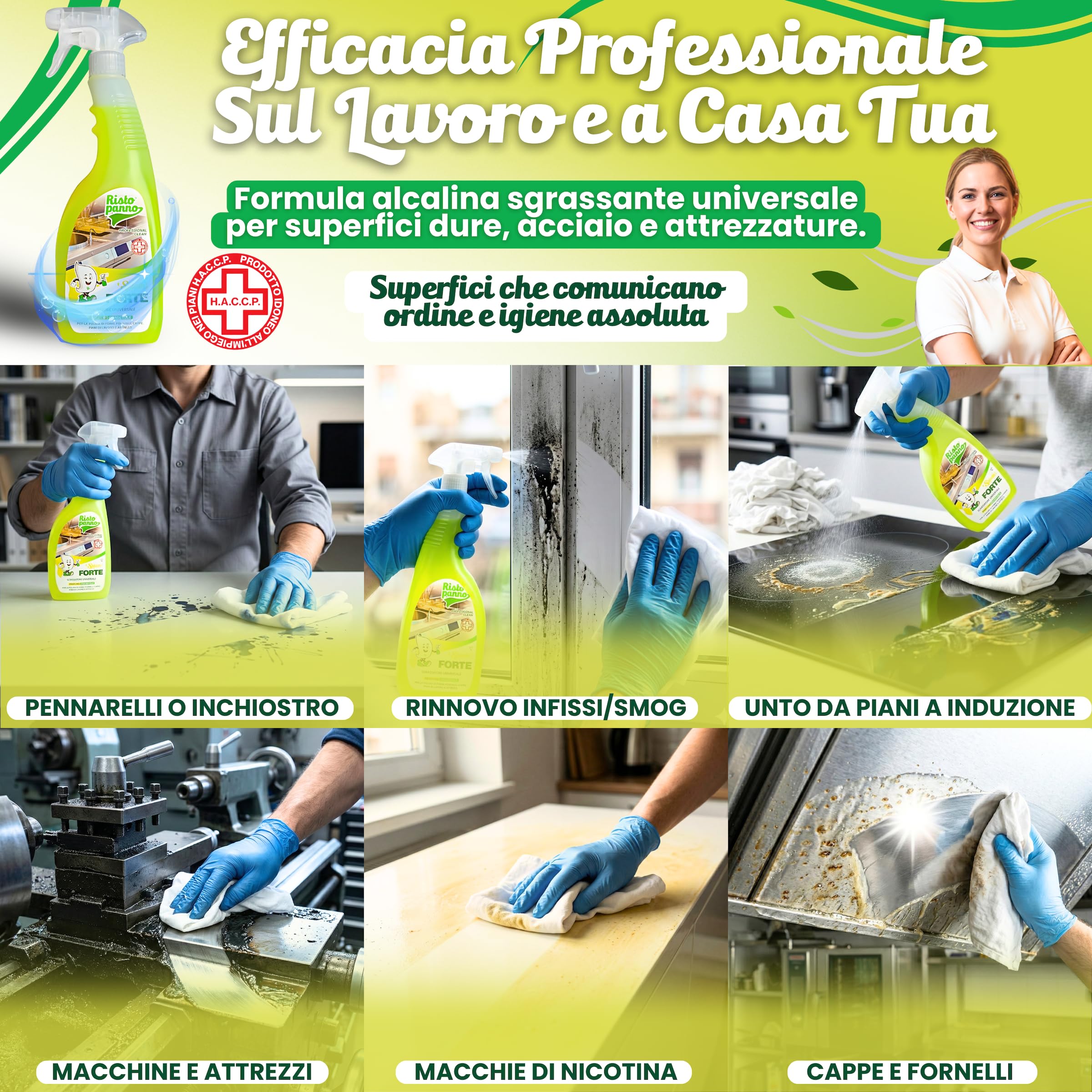 RISTOPANNO 1 x 750ml Sgrassatore Universale Professionale – Pronto all’Uso – Spray Multiuso Superfici Olio e Grasso – per Acciaio, Plastica, Cappe e Fornelli - Prodotti Pulizia - SPLASH FORTE