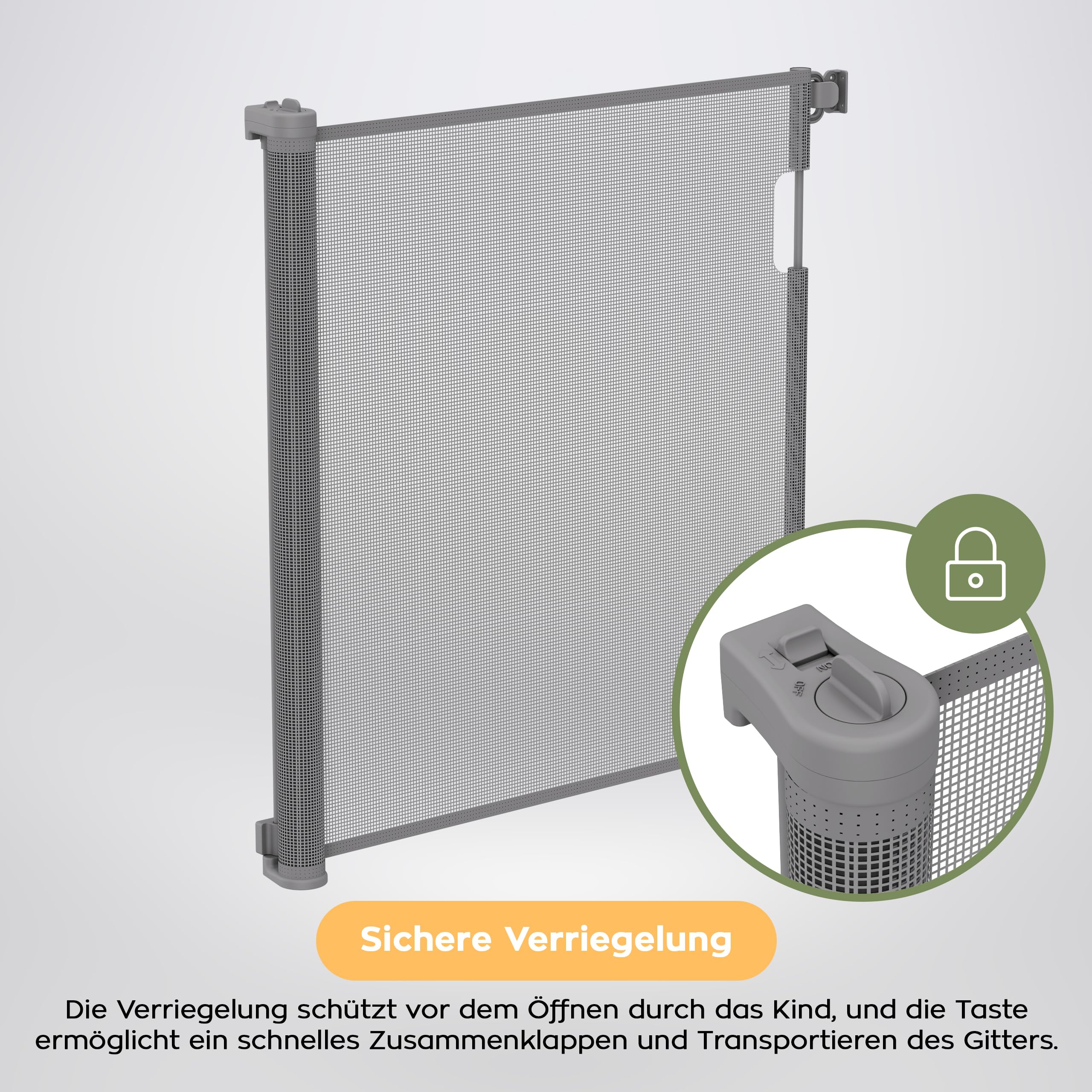 TULANO Guardian Treppenschutzgitter ausziehbar 5-180 cm, Höhe 86 cm, Grau | Extra breites Türschutzgitter für Kinder & Haustiere, Einhandbedienung, sicherer Kinderschutz für Treppen & Türen