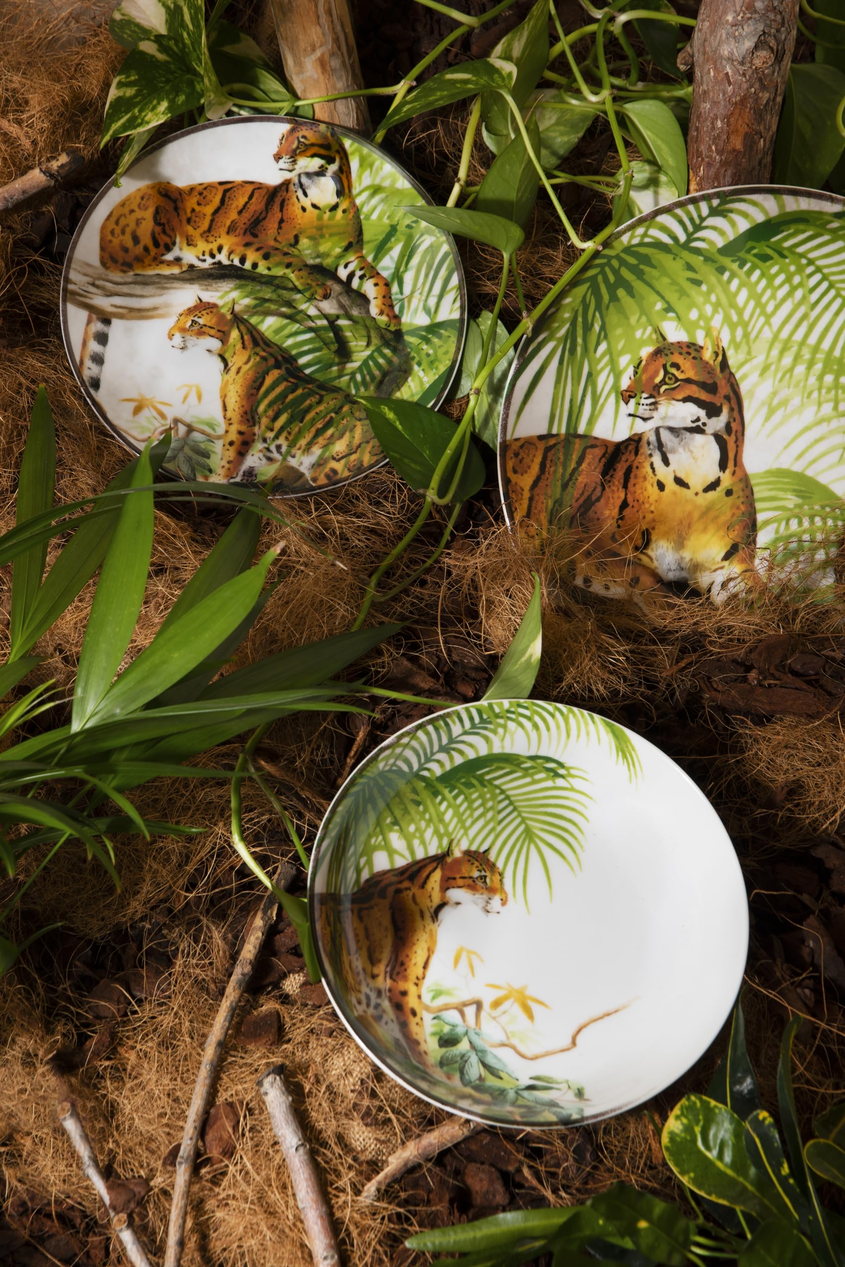 Excelsa Leopard serwis talerzowy, 18-częściowy, porcelana, kolorowa dekoracja, dla 6 osób