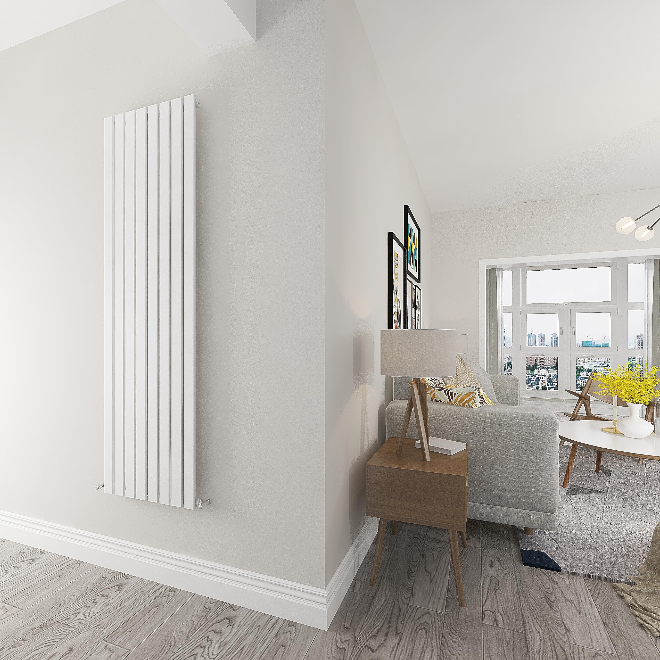 Skybathroom | 1800x544mm Vertical White Flat Single Panel Slim Tall Upright Central Heating radiator