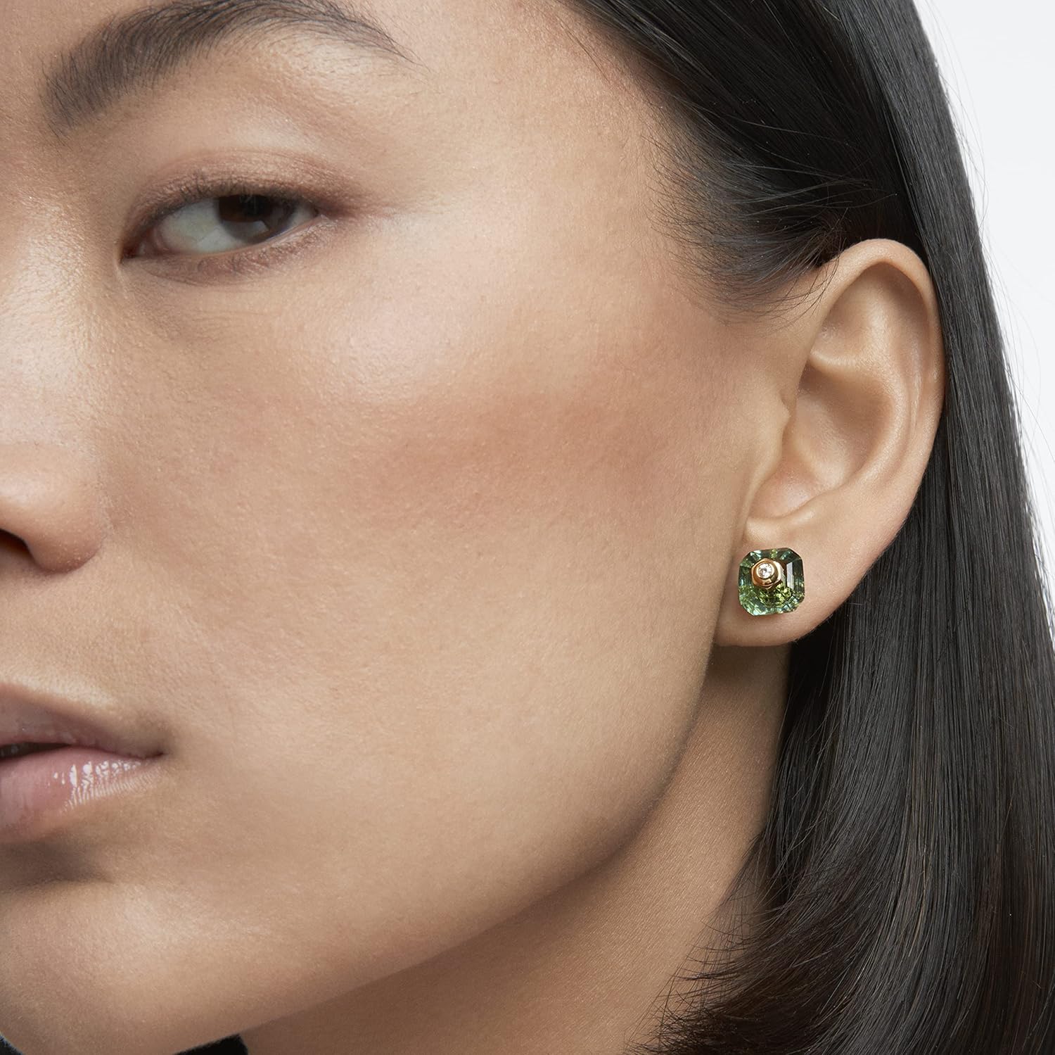 Swarovski Numina Earring Jewelry Collection, Gold Tone Finish, Green Crystals, Clear Crystals