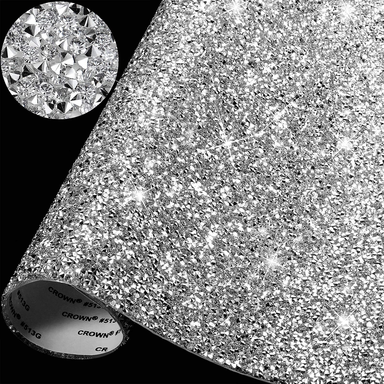 WILLBONDRhinestones Sticker Sheet Crystal Self-Adhesive Bling Resin Glitter Rhinestone Sticker Sheet for Crafts Shoes Clothes (Silver,13.78 x 11.02 Inch)