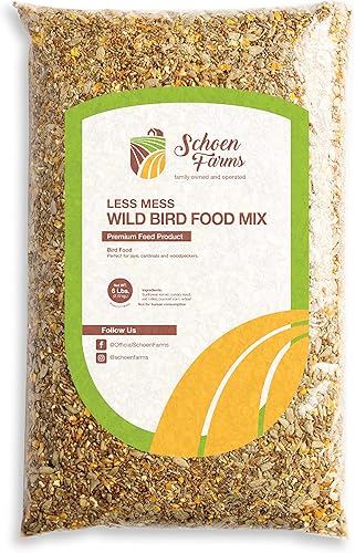 Schoen Farms Little Mess Wild Bird Food Mix  Bolsa de 10 libras  Mezcla de semillas sin desperdicios con corazones de girasol y mijo  Alimento