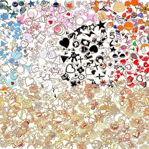400Pcs Charms for Jewelry Making, Assorted Enamel Bracelet Bangle Charms,