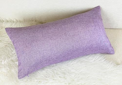 Miniatura 2 de Aiking Home - Funda de almohada tejida de lino sintético fino, tamaño 12 x 24 pulgadas, color lavanda