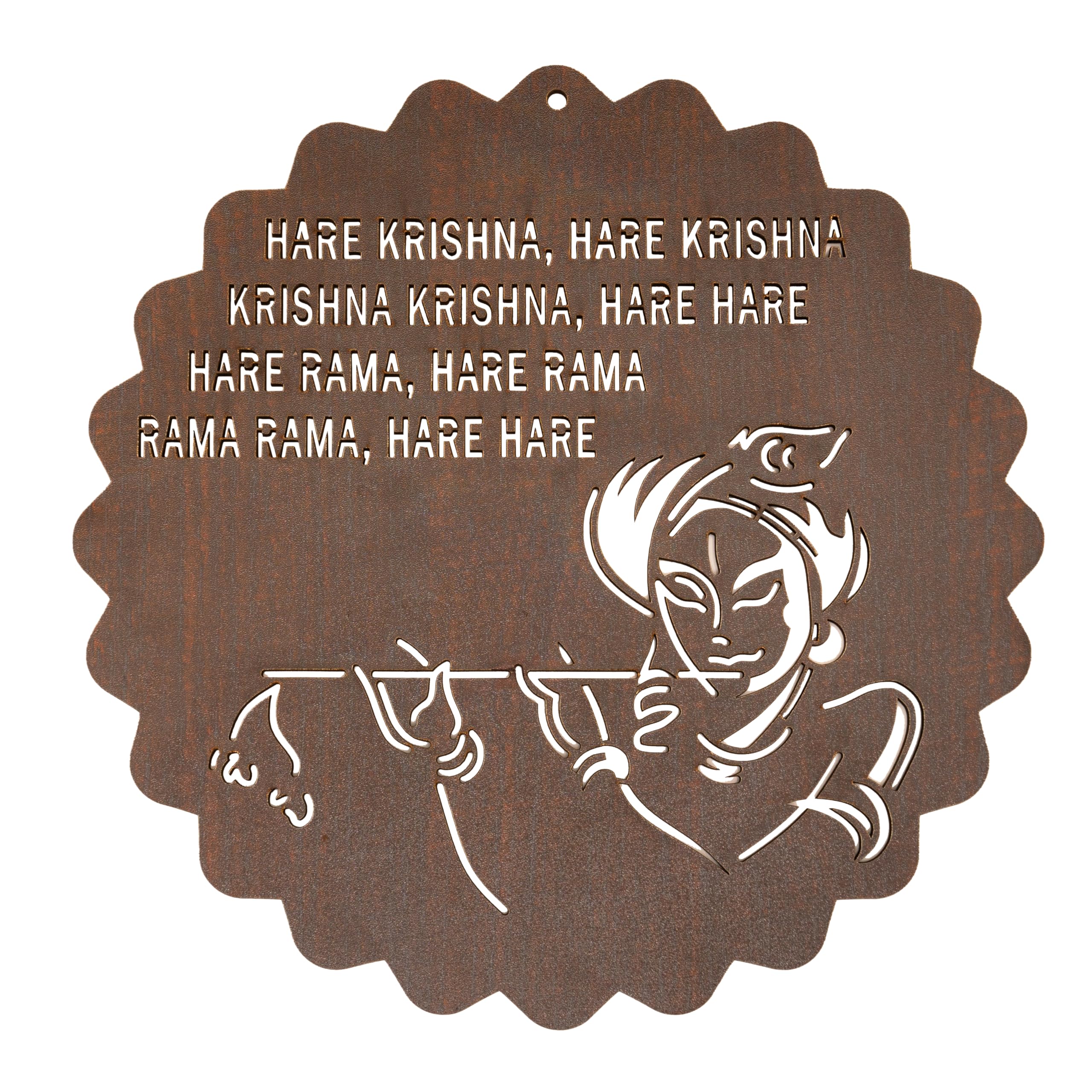 Krishna Wooden Design Handcrafted Sculpture Wall Hanging Pattern Pooja Decorative Showpiece for Home Office Temple Yoga Meditation Décor and Gifting (Krishna)