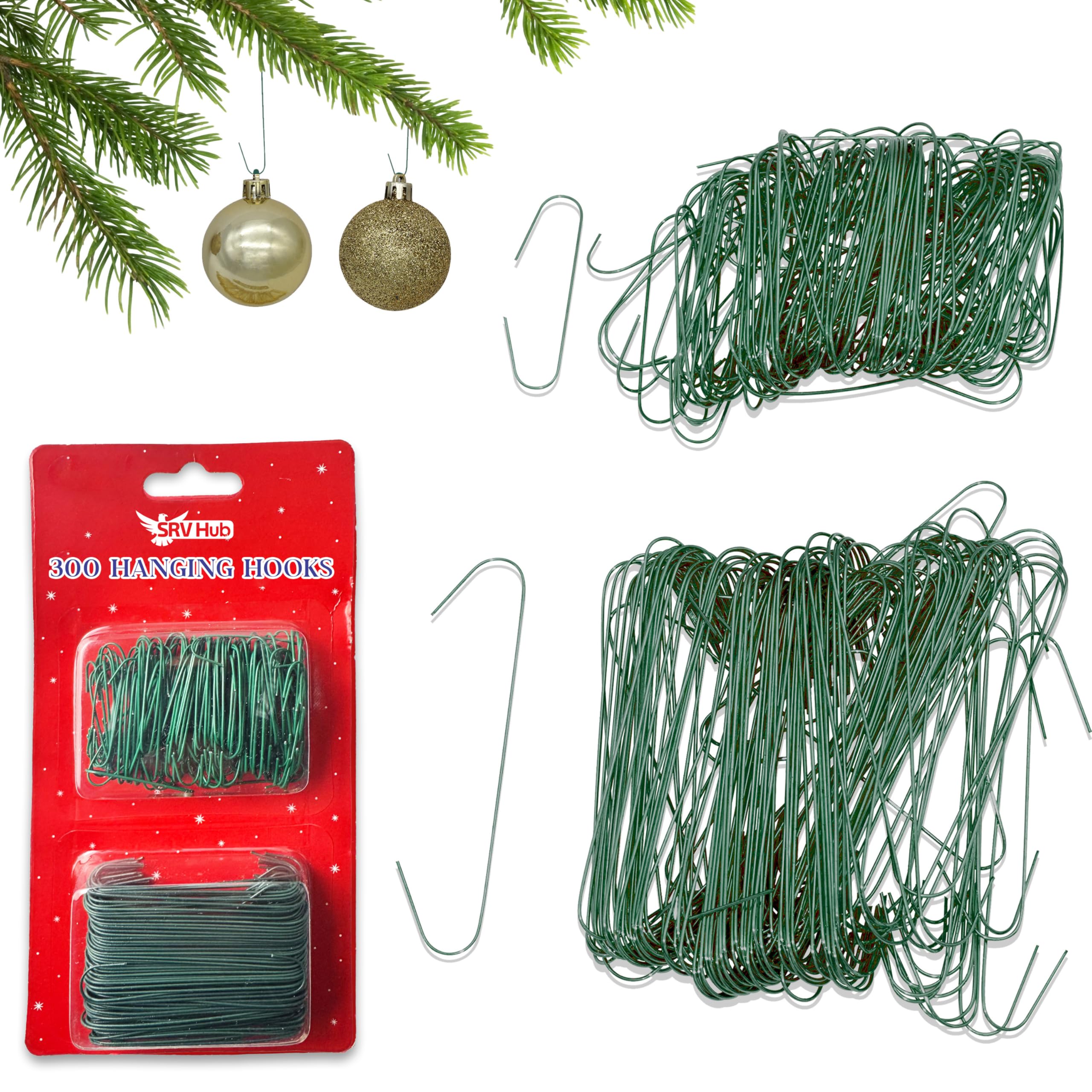 300 Ganci Metallici Per Palline Di Natale - Verdi, 5 Cm, Assortiti, Per Decorazioni Albero