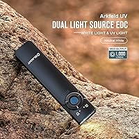 Vista 2 de OLIGHT Arkfeld UV Rechargeable EDC Flashlight, 1000 Lumens White LED and 365nm Blacklight Combo for Outdoors, Emergency, Working, Pet Urine
