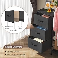 Vista 6 de Cómoda AFLUI para dormitorio con estante para colgar, cómoda de 3 cajones para dormitorio - Negro