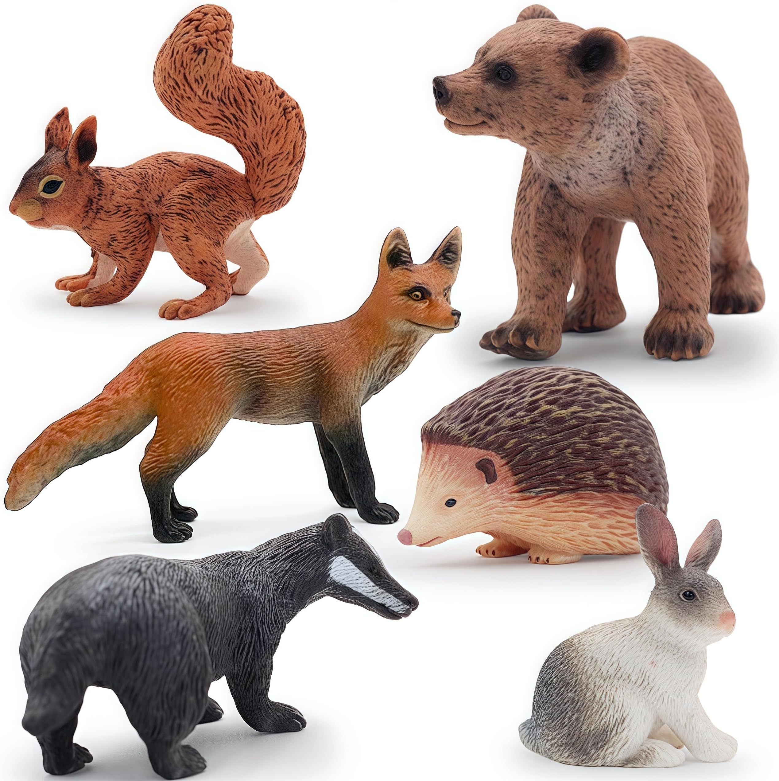 Gemini&Geniusgemini&genius Jungle Animal Figurines Garden Statues, Woodland Animals Toys, Forest Animals Figures, Great for Cake Topper Party Favor Flowerpot Plants Decor Terrarium Ornaments (6Pcs)