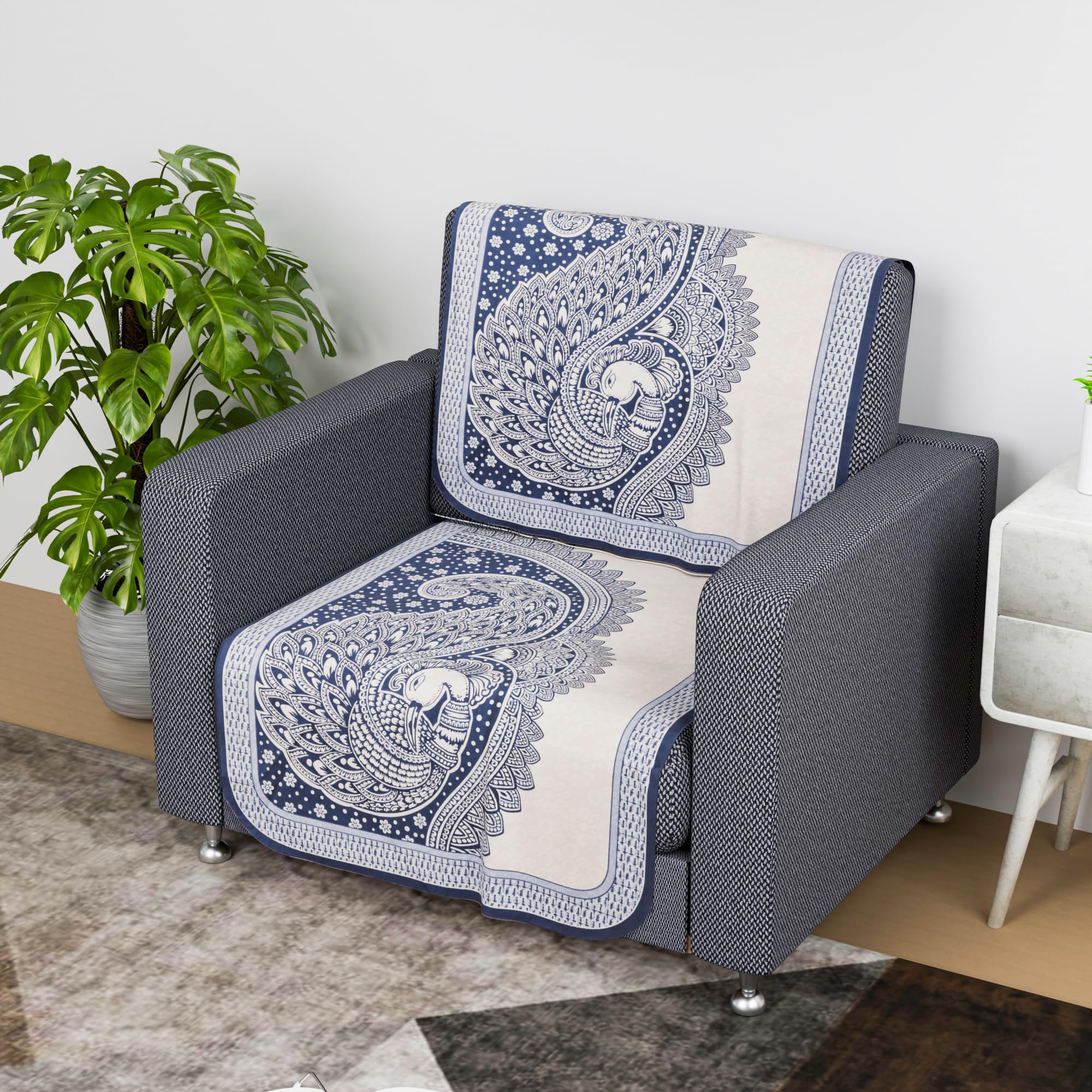 Kuber Industries Sofa Cover | Net Single Seater Sofa Slip Cover Set | Couch Sofa Cover Set | Sofa Cover for Home | Sofa Slipcover Set | Sofa Cover for Living Room | Mor Digital-837 | Blue (B0D14QVLH8) Amazon Price History, Amazon Price Tracker
