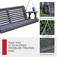 Vista 4 de Columpio Amish resistente para terraza (800lb) con cadenas para colgar y posavasos