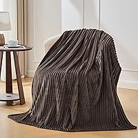 Vista 2 de Bnuitland - Manta de franela marrón con funda de almacenamiento, 300 GSM, manta de sofá súper suave con patrón de rayas de forro polar para bebés