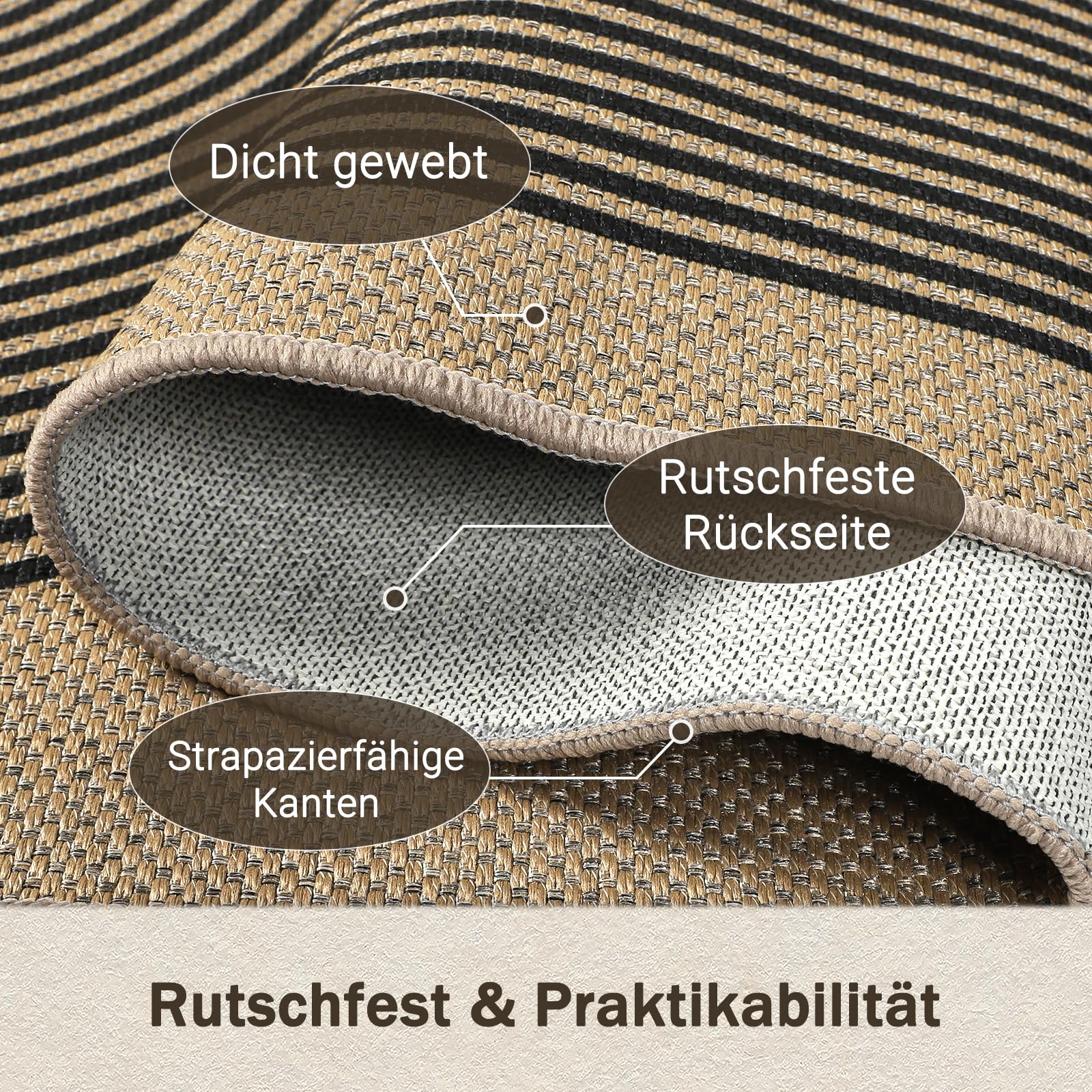 Capslpad Küchenteppiche 2 Stück, rutschfeste Schmutzfangmatte Küchenmatten, Waschbar Küchenläufer Jute Aussehen Teppichläufer Flur Absorbierende Küchen Läufer für Küche, Flur, Waschküche