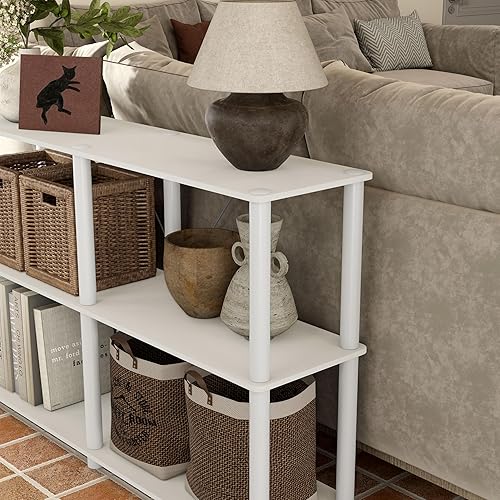 Miniatura 14 de HOMES Inside + Out Apexa - Estantería moderna de 3 niveles extra anchos, estantes de exhibición coleccionables, mesa consola de fácil montaje,